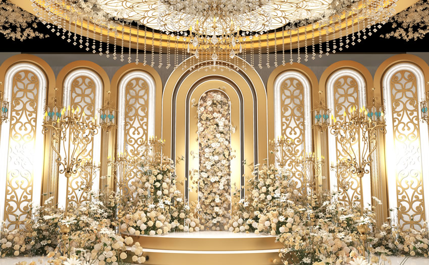 巨野香槟色调婚礼堂效果展示